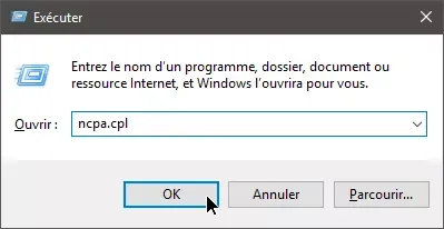 Win + R (run menu) and enter: ncpa.cpl(directly opens network adapter settings)