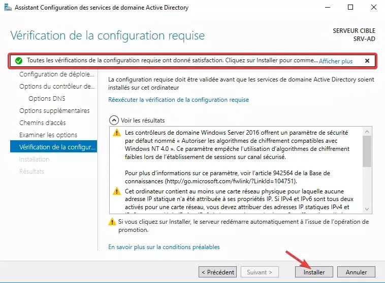 Domain controller installation