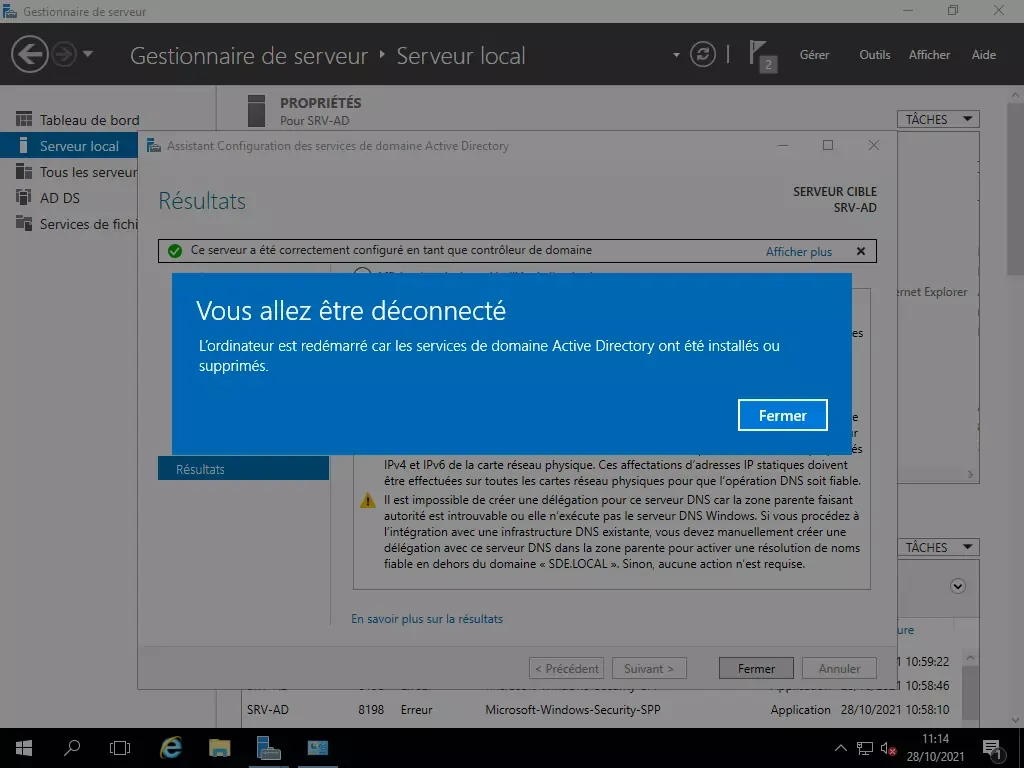 The server restarts.