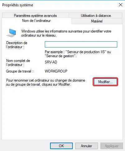 Computer Name > Change...