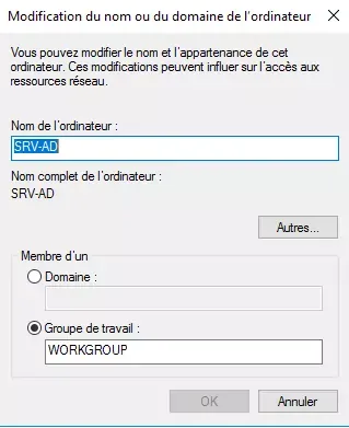 Rename your machine, click Ok then restart