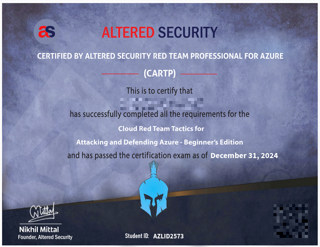 CARTP, Altered Security