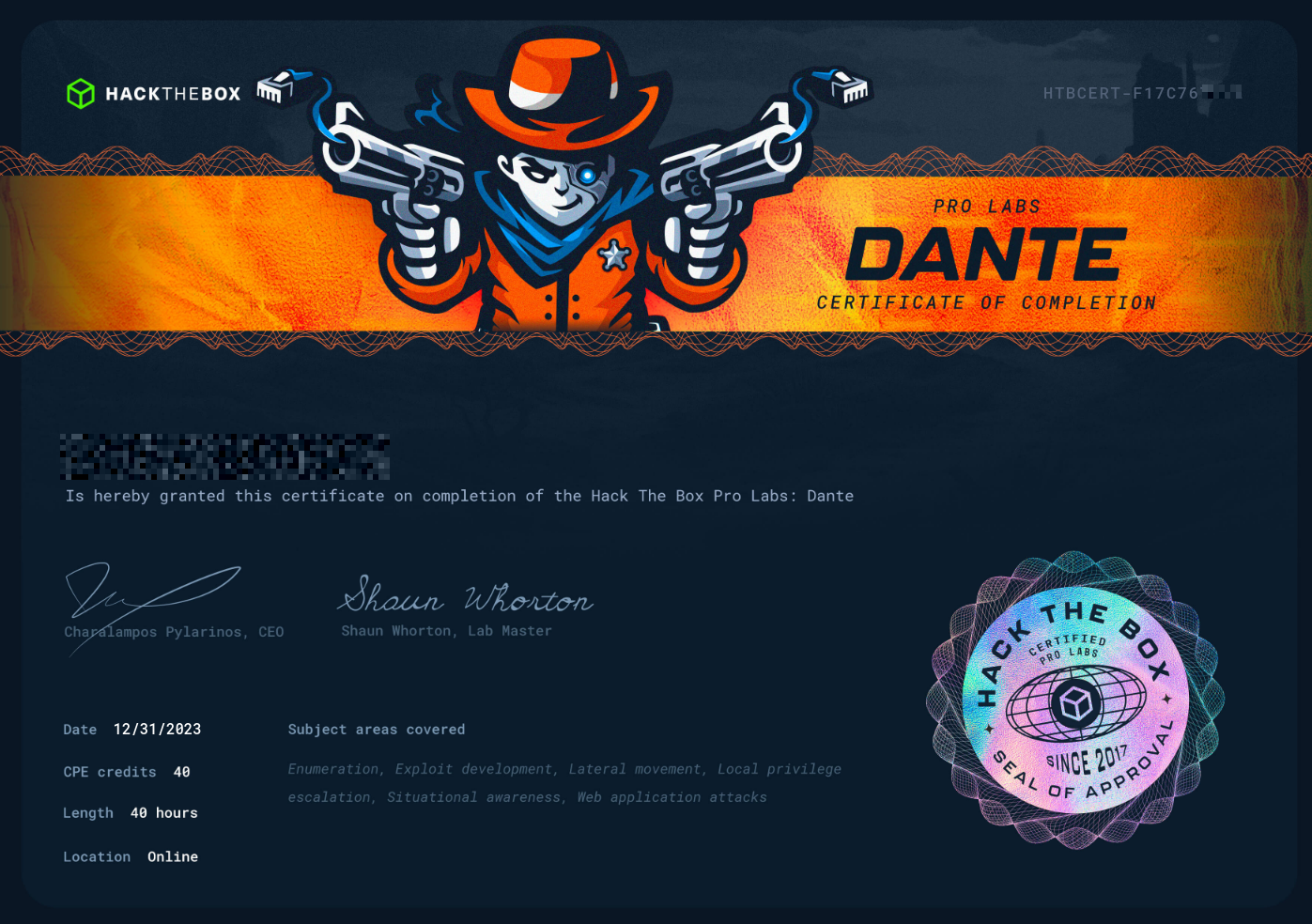 Prolab Dante, Hack The Box