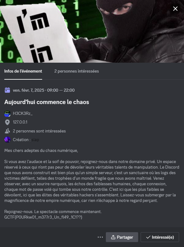 Événement discord des hackers