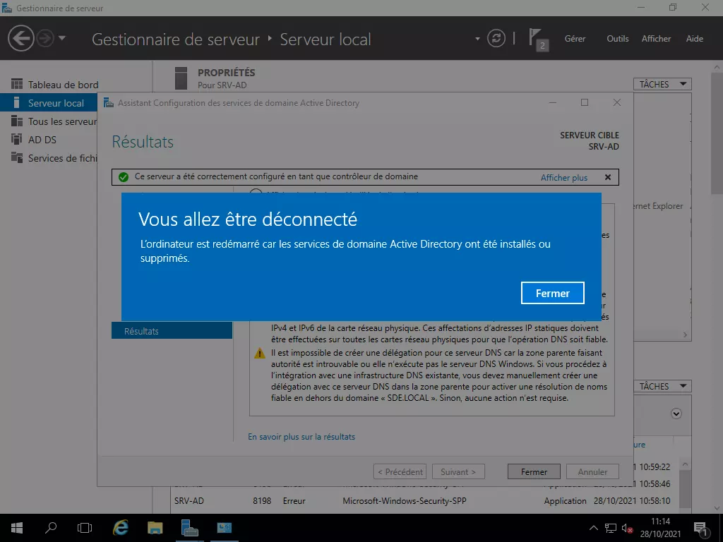 Le serveur redémarre.