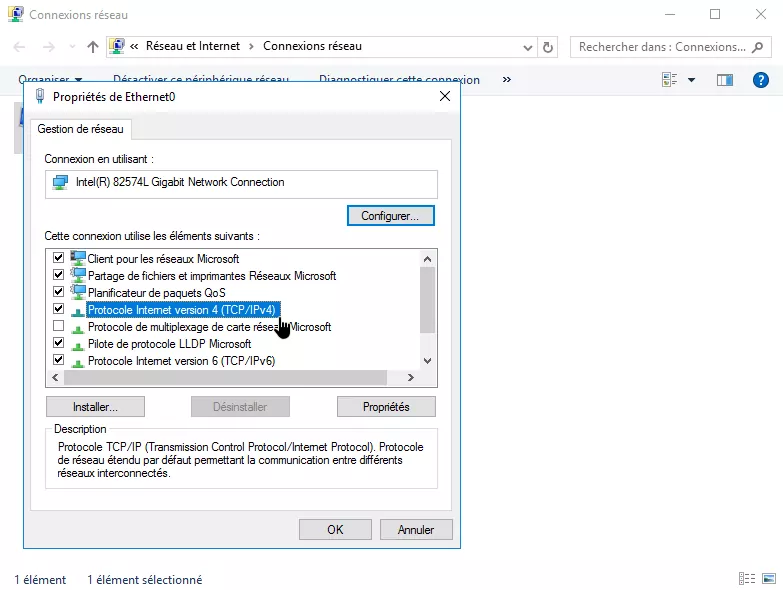 Double-cliquez sur Internet Protocol Version 4 (TCP/IPv4)